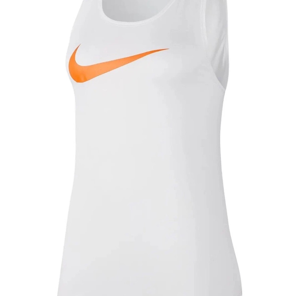 Nike White Sleeveless Tank Top with Orange Logo New with tags